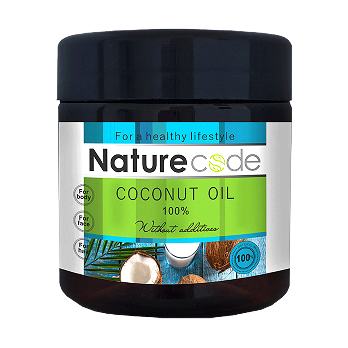 Натуральна кокосова олія для тіла, обличчя та волосся Nature Code 100% Coconut Oil без добавок, 140 мл